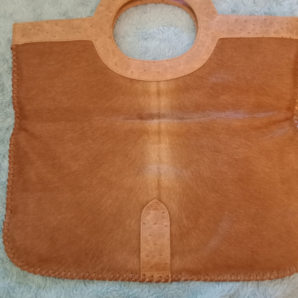 New Mondrina tote/clutch,half calf & Ostrich 13 1/2’ X 15 1/2’ X 10’